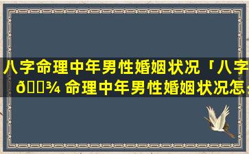 八字命理中年男性婚姻状况「八字 🌾 命理中年男性婚姻状况怎么看」